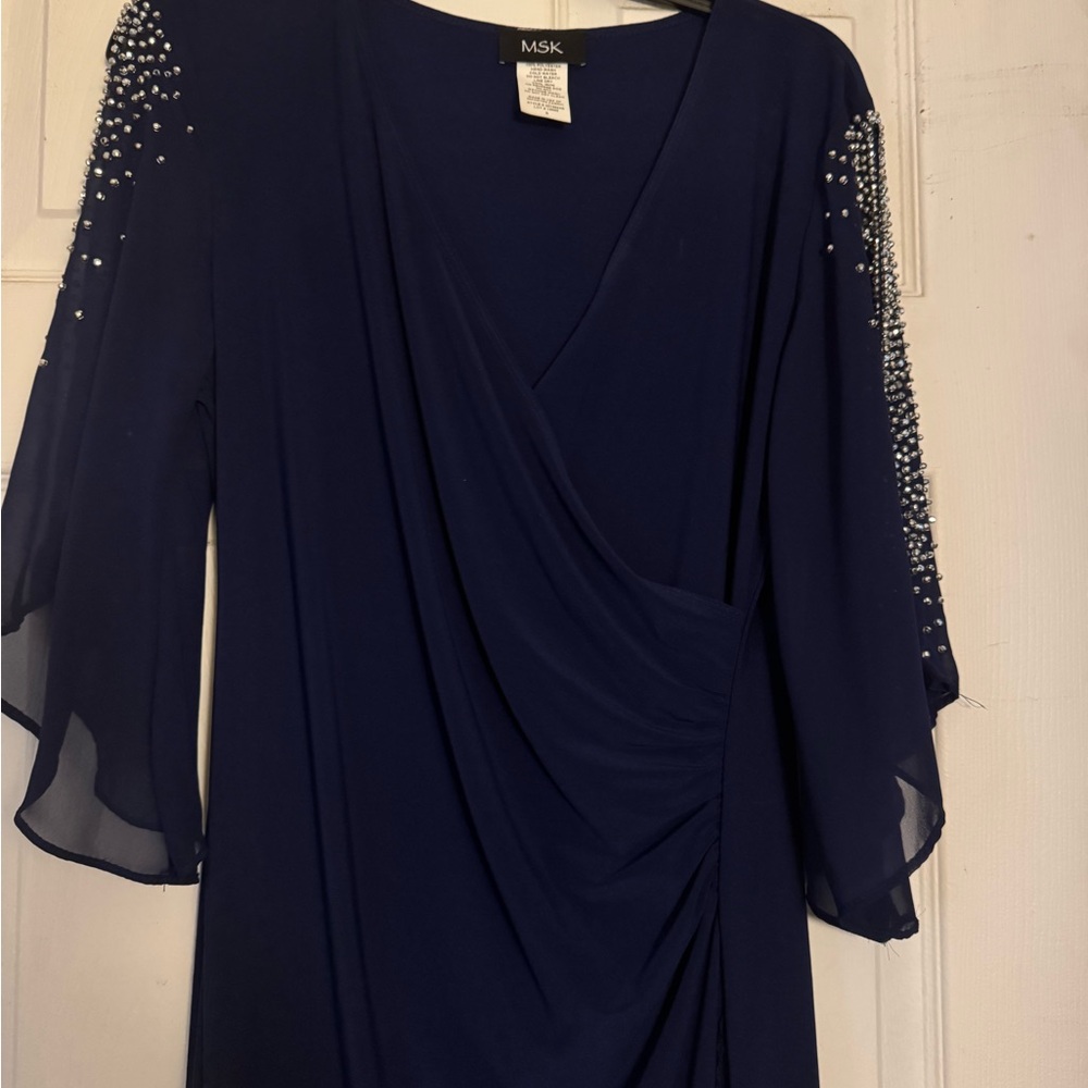MSK Royal Blue V-Neck Dress